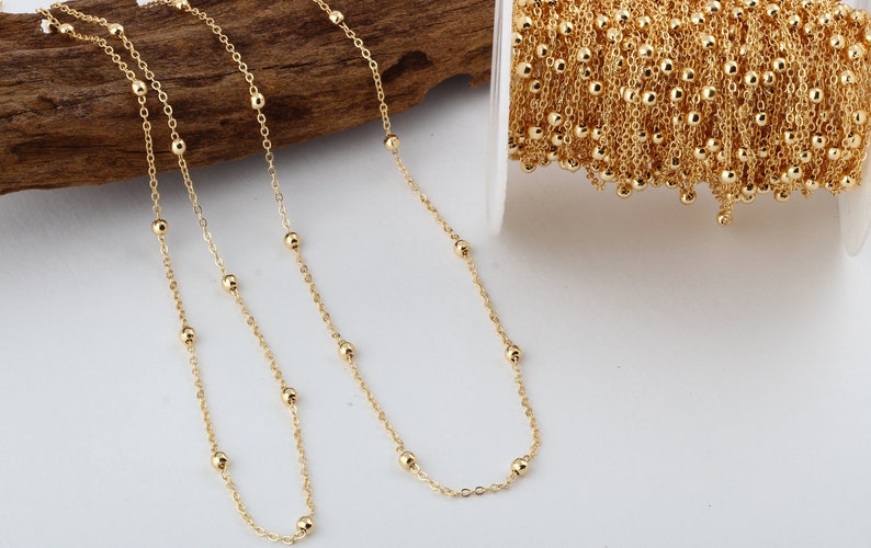 3mm Gold Plated Satellite Chains Soldered Chains Ball Etsy