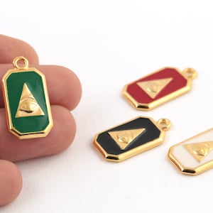 15x29mm 24k Vergoldete Evil Eye Charms, Emaille Evil Eye Charms, Triangle Evil Eye Anhänger, Evil Eye Anhänger, Evil Eye, GLD-1397