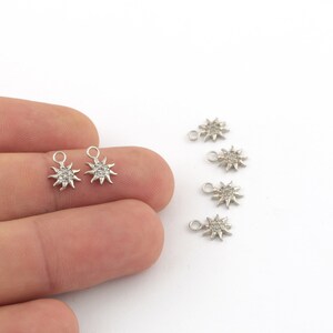 1 Pcs 8x10mm Rhodium Plated Sun Charms , Pave Sun Charms , Cz Pave Sun , Sun Necklace, Tiny Sun Pendant , Mini Sun Charms, ZRK-805