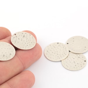 2 Pcs 22mm Antique Silver Hammered Round Charms , Hammered Round Disc Antique Silver Coins,Round Hammered Disc, ANT-87