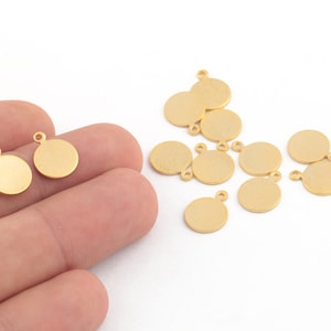10 Pcs 10x13mm Matt Gold Plated Round Disc, Circle Disk, Round Disc Pendant, Stamping Blank, Round Coins ,Stamping Tag, MTGLD-139