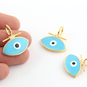 1 Stk. 27x29mm 24k Glänzend Vergoldet Evil Eye Charms, Emaille Evil Eye Charms, Evil Eye Halskette, Evil Eye Anhänger, Evil Eye Schmuck, GLD-992