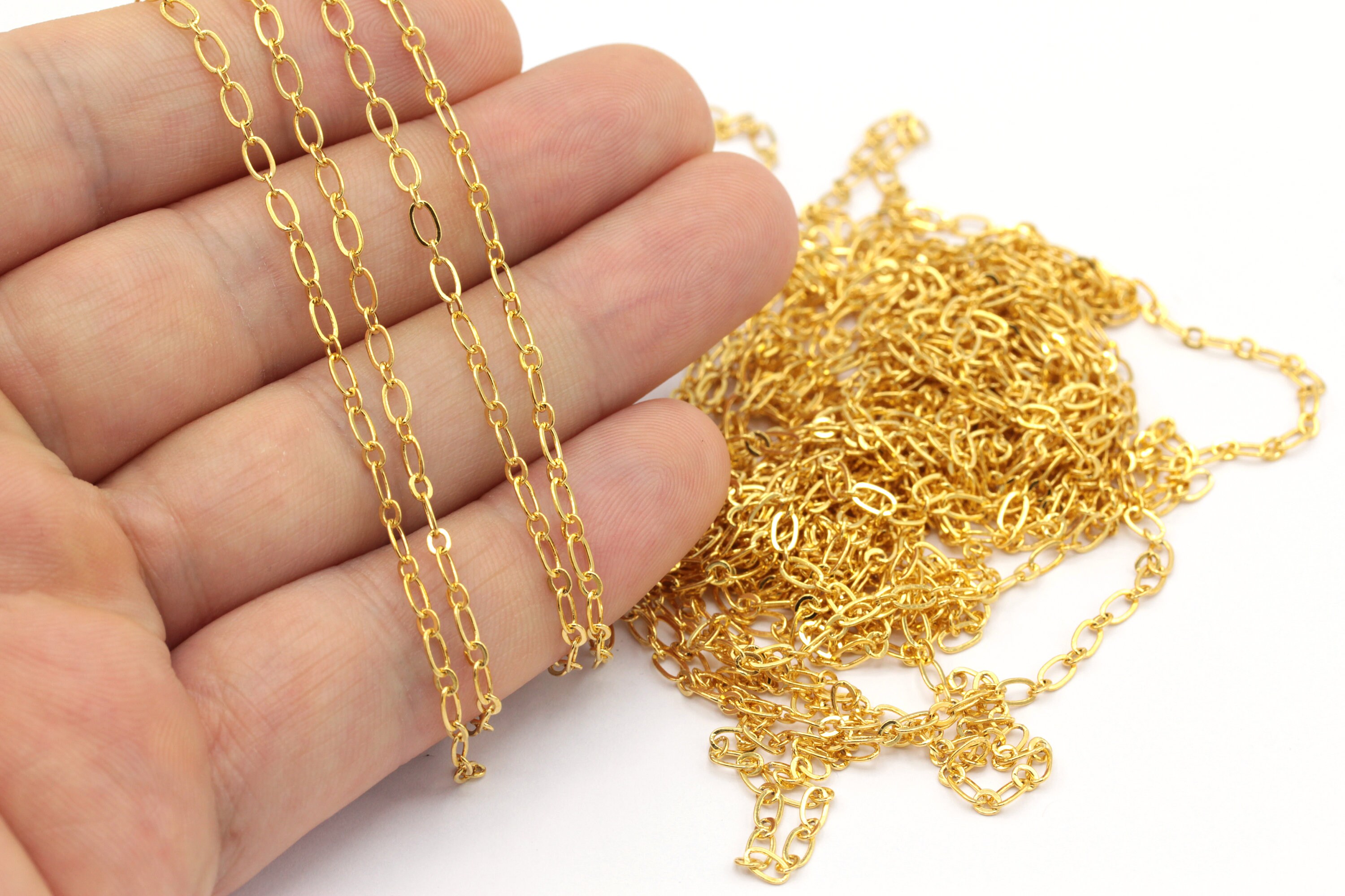 ネックレス・ペンダント Star Clasp Oval Chain Long Necklace #5770 24k Shiny Gold Plated Oval Chains , Necklace Chains , Gold