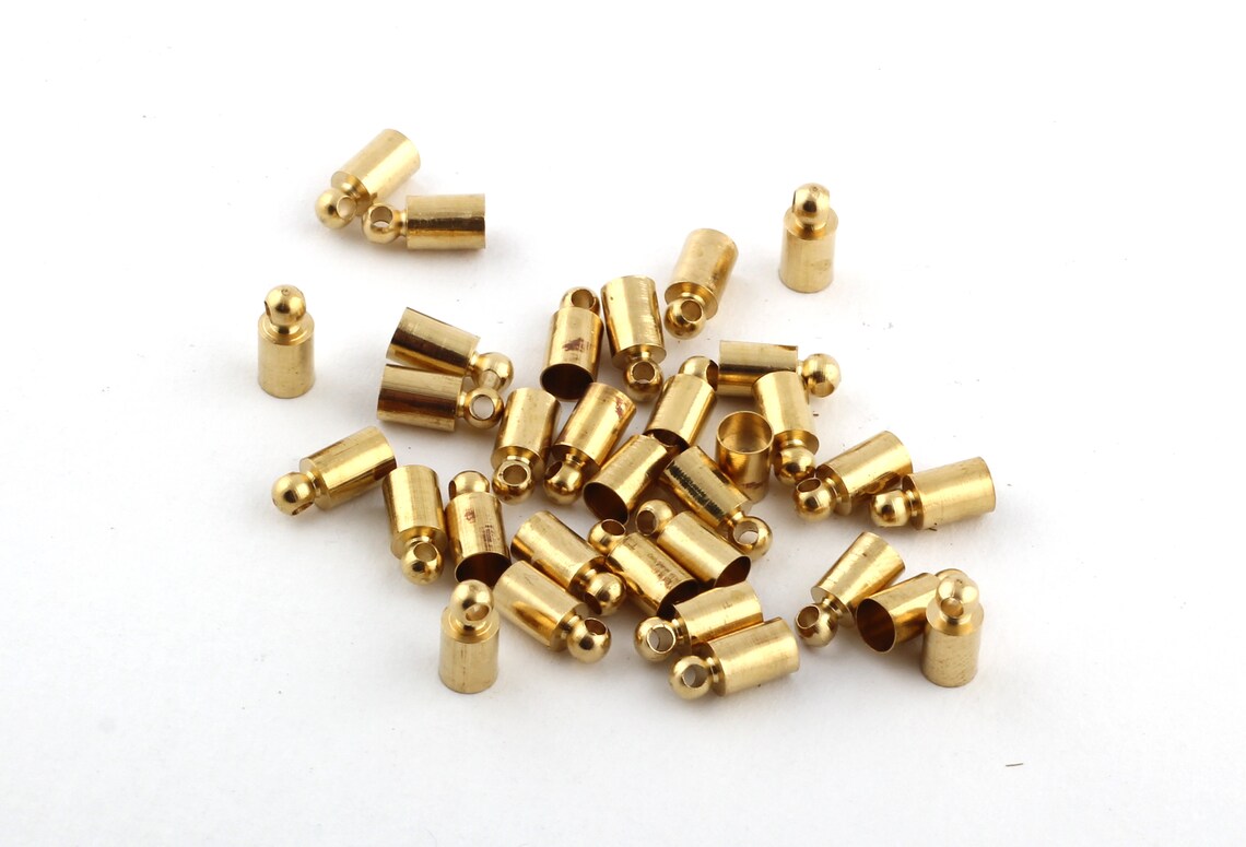 12 Pcs 4x9mm Raw Brass End Cap Solid Brass End Cap Cord Etsy