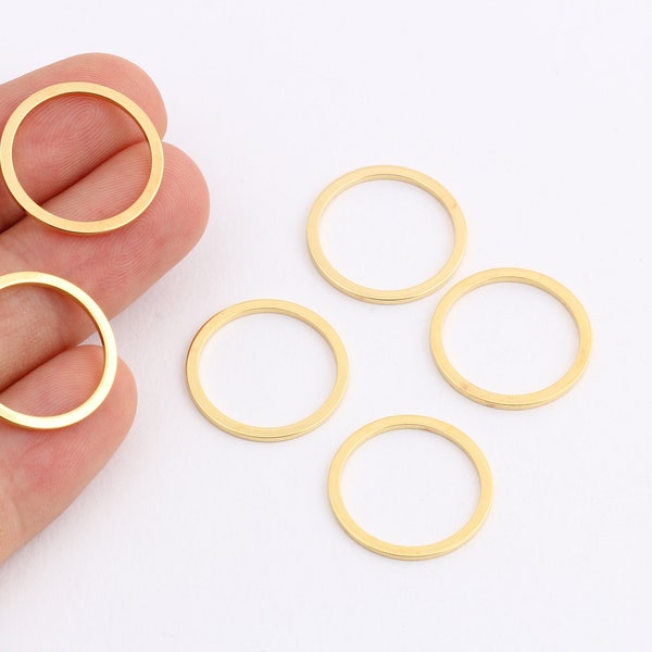 Gold Closed Ring , 6 Pcs ring , 20mm 24k Shiny Gold Plated Closed Ring, Circle Connector, Round Charm, Gold Plated Hoops, GLD-35