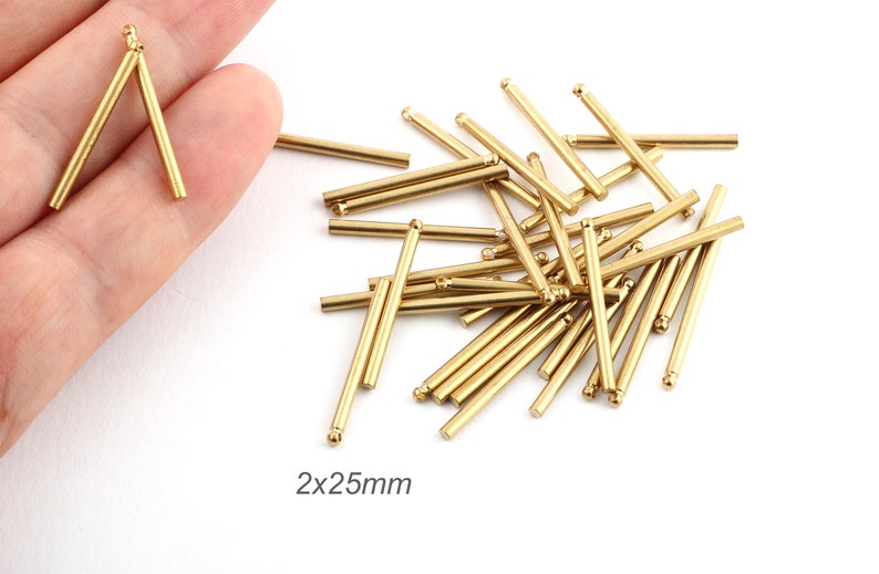 12 Pcs Raw Brass Bars 2x25mm Long Round Bar Long Bar - Etsy