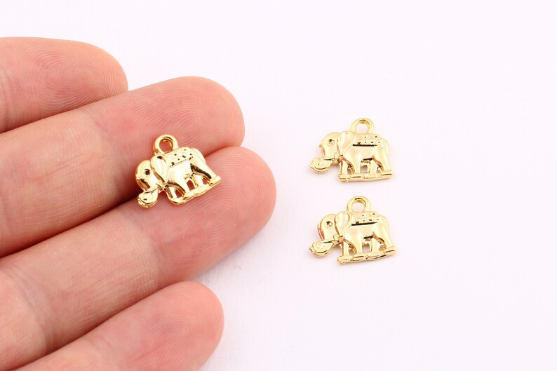 Elephant Bracelet 14x12mm-GLD-136 Elephant Necklace 2 Pcs Gold Plated Elephant Charms Elephant Findings gold Elephant