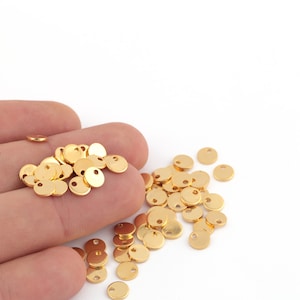 10 Pcs 6mm 24k Shiny Gold Plated Round Disc, Circle Disk, Round Disc Pendant, Stamping Blank, Round Coins ,Stamping Tag, GLD-1101