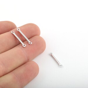 6 Pcs 3x20mm Rhodium Plated Bar Pendant, Two holes Connector. Connector Bar, Bracelet Connector, Rhodium Plated Connector, SLVR-406