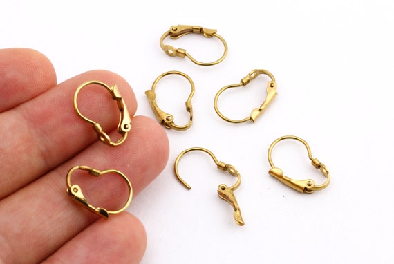 Leverback Earring Findings, Promotion 10 Pcs Raw Brass Leverback Earring  Hooks ,earring Hooks Findings , 11x16 Mm EAR-111 