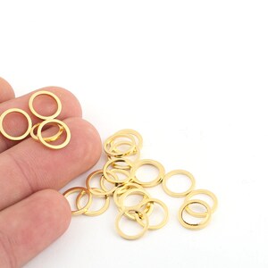 6 Pcs 10mm 24k Shiny Gold Plated Hoops, Gold Plated Closed Ring, Circle Connector, Closed Hoop Rings, Ring Beads, Round Charms, GLD-852