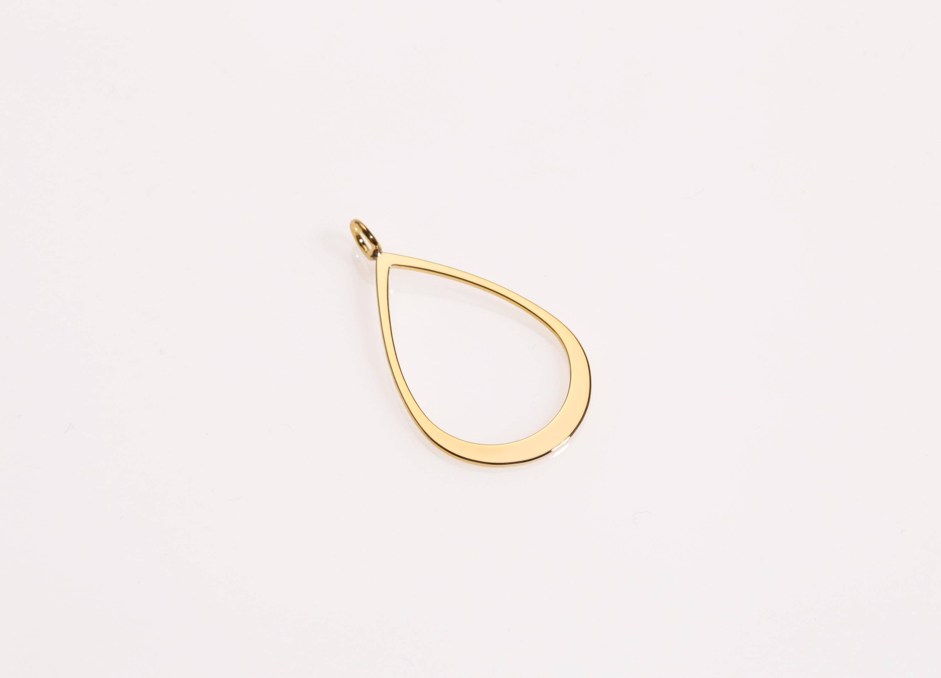 Gold Teardrop Frame Pendant 20x35mm, Open Drop Shape Charm for Jewelry Making, 24K Gold Plated Brass Connector, Earring Findings  GLD-1494
