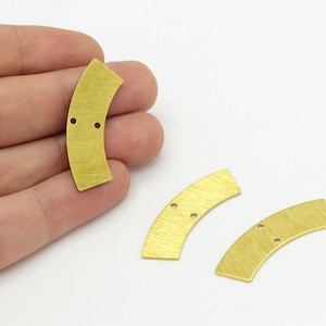 6 Pcs Textured Moon Charms , Raw Brass Moon Pendant , 2 Hole Brass Pendant , Raw Brass 37x10 mm - DS-RW-446