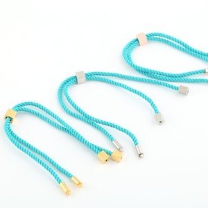 Half Finished Adjustable Bracelet, Cotton Rope Bracelet, 2mm Cord Bracelet Connector BlanksFriendship Style for DIY Gift Jewelry (24cm)AS-53