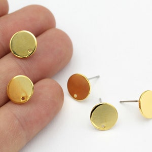 2 Pcs 11mm 24k gold Plated Earring  , Circle earrings,  Ear , Circle Earrings, Personalized Earrings- ( 11mm )  EAR-247