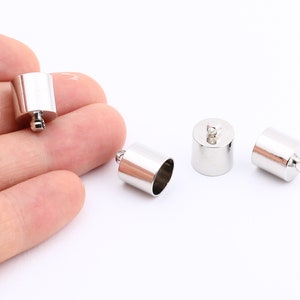 2 Pcs Silver Plated End Cap ,Hole Inner 10mm,Huge end caps, Solid Brass End Cap,Bead caps,Cones,Huge End Caps, 11x14mm SLVR-473