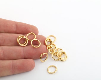 12 Pcs  1.2x10mm 24k Shiny Gold Plated Jump Rings ,Tiny Jump Ring Connectors , Gold Plated Connector , Gold Plated Findings , GLD-826