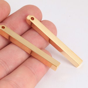 5x50mm 24k Shiny Gold Bar,Bar Necklace, Bar Pendant, Personalized Charms, Nameplate Bar, Gold Plated Pendant GLD-275