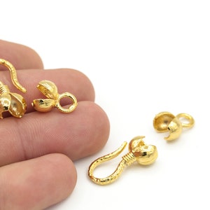 1 Pcs Cord Ends, 24k Shiny Gold Plated Gold Crimp Ends, Cord Ends, Crimp, Gold Plated Connector, Ball Chain Connector, Chain Crimps GLD-1365