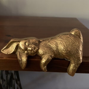Vintage Solid Brass Sleeping Bunny Rabbit Mantle/shelf Sitter