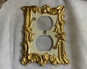 Vintage Gold Tone Ornate Wall Socket/Plug Cover/Plate - Charm-n-style