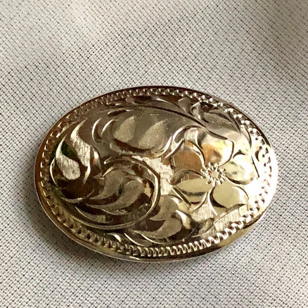 Vintage Ladye Fayre Sterling Silver Engraved Oval Brooch