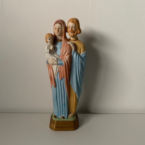 Vintage Bisque Porcelain Holy Family Figurine. Mary, Joseph, and Baby Jesus  - By Lady Angela Made in Taiwan