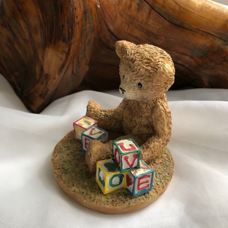 Vintage Tender Teddy Bears Collector Series Play Time Blocks Figurine 1992 Henry Wedemeyer Inc.