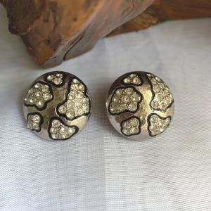 Vintage Silver Tone Rhinestone Clip on Earrings Signed Craft