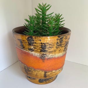 Vintage Mcm Textured Fat Lava Pottery Plant Pot