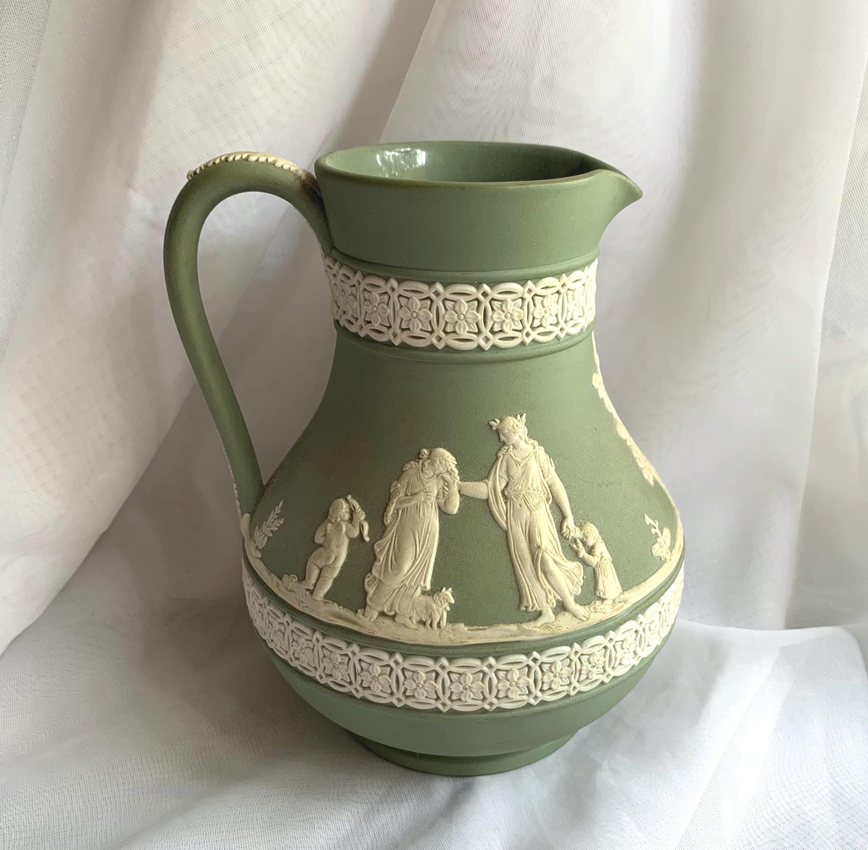 Vintage Wedgwood/jasperware Sage Green Pitcher/jug, Made in