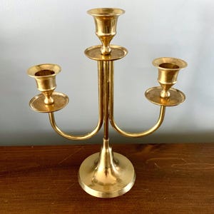 Bougeoir candélabre vintage à 3 bras en laiton