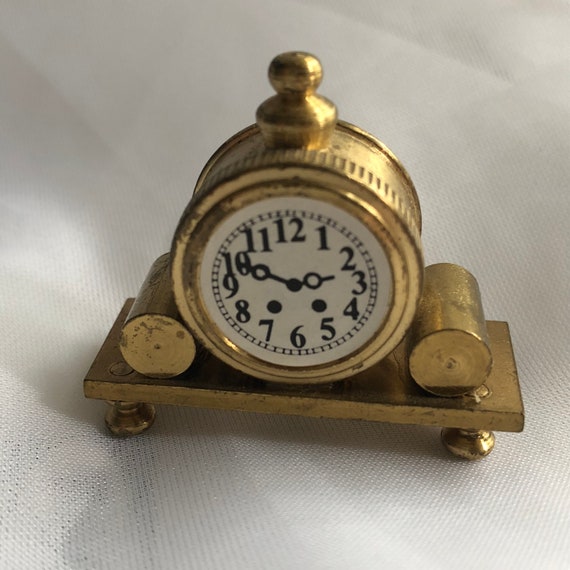 Vintage Brass Miniature Mantle Clock Made in Holland Etsy
