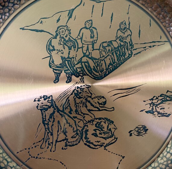 Vintage Fantasy Copperware Hand Wrought Inuit Tray/wall