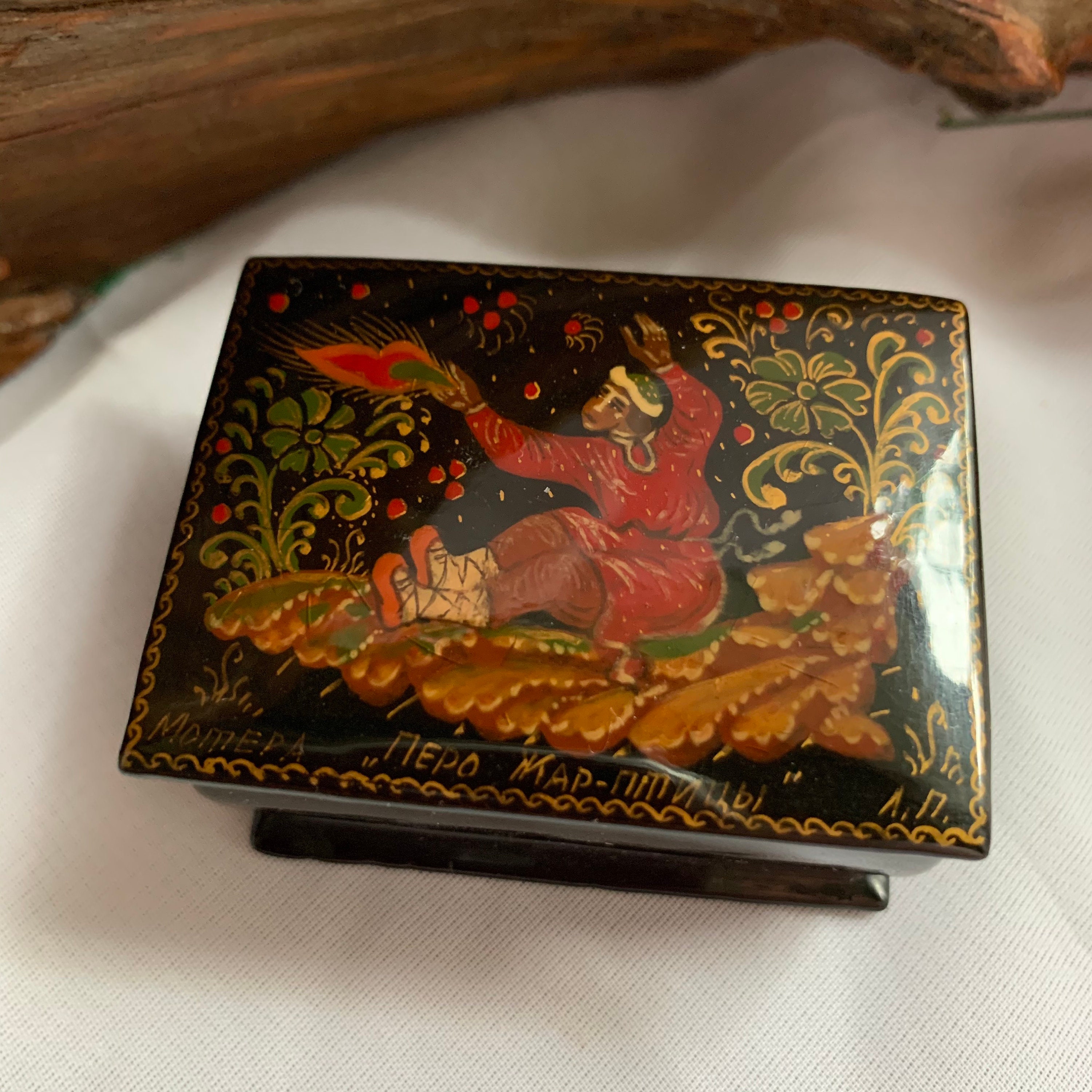 Vintage Miniature Hand Painted Russian Fairy-tale Lacquer