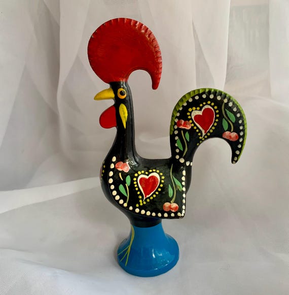 Vintage Hand Painted Traditional Portuguese Metal Lucky Rooster