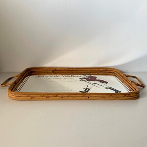 Vintage Bamboo Johnnie Walker Old Scotch Whisky Mirror Bar Tray image 8