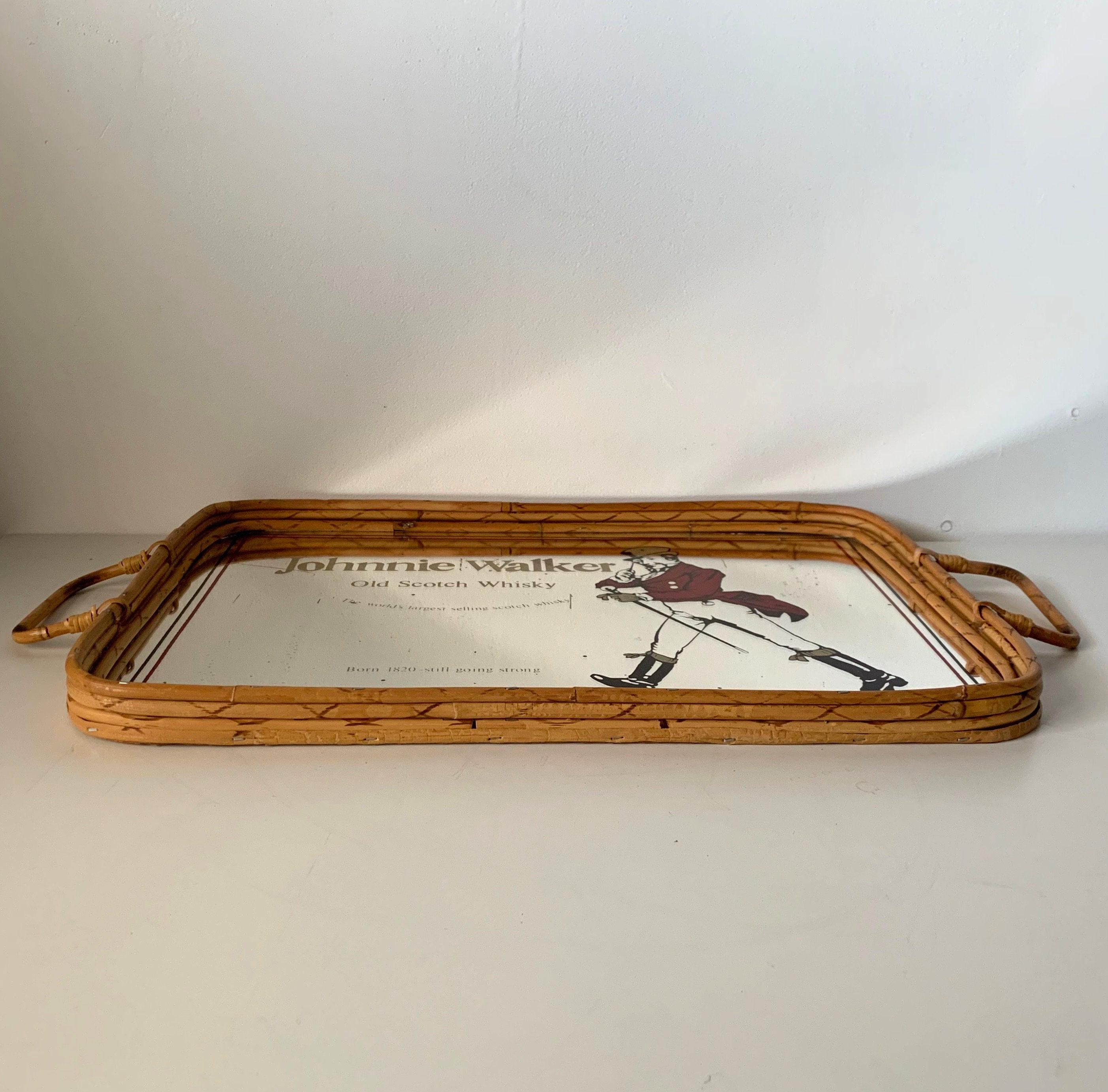 Vintage Bamboo Johnnie Walker Old Scotch Whisky Mirror Bar Tray - Etsy