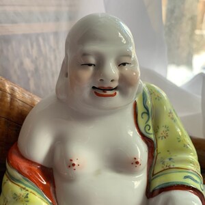 Vintage Hand Painted Porcelain Chinese Laughing Buddha Figurine/Statue image 5