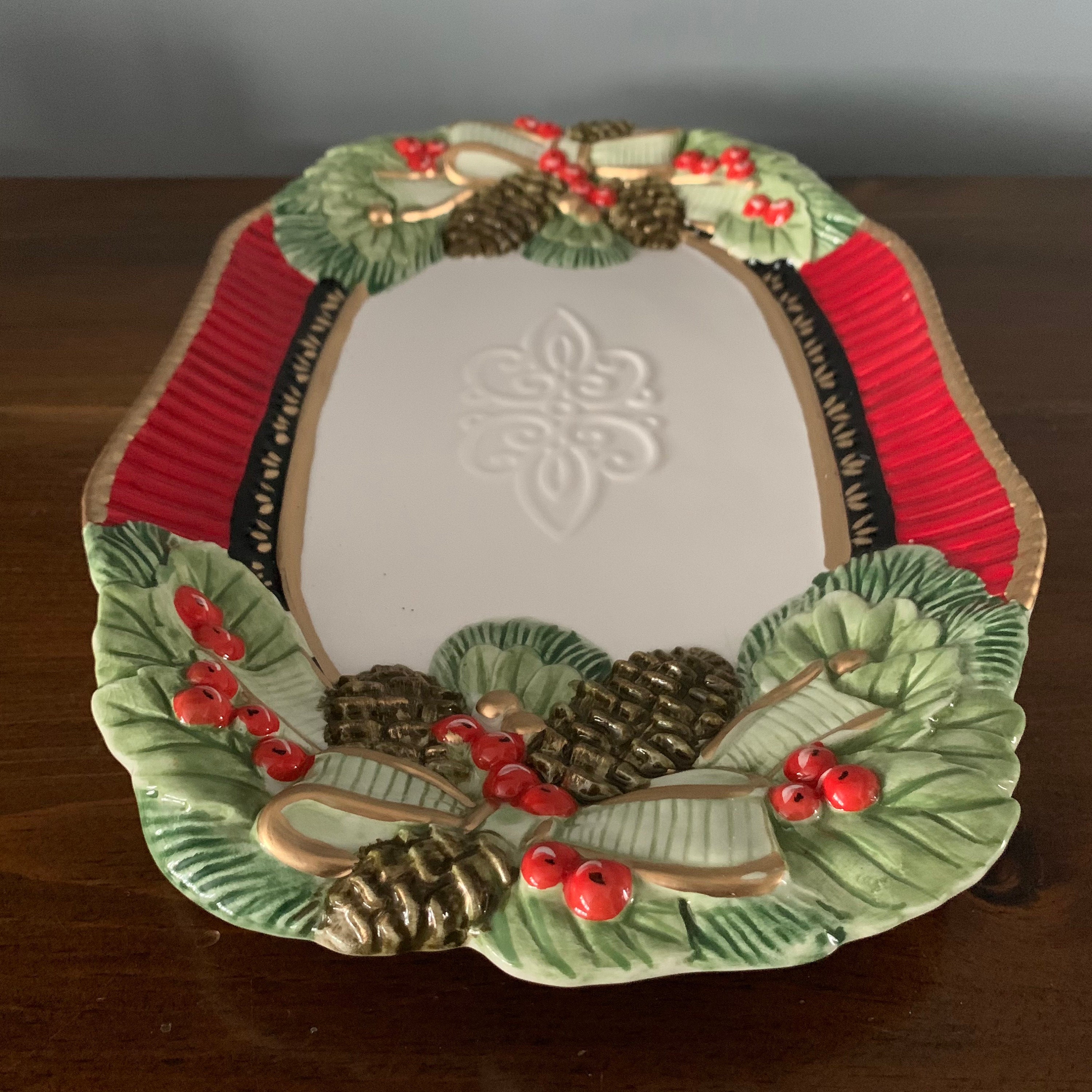 Vintage Fitz and Floyd Winter Claus Embossed Holiday Serving Etsy