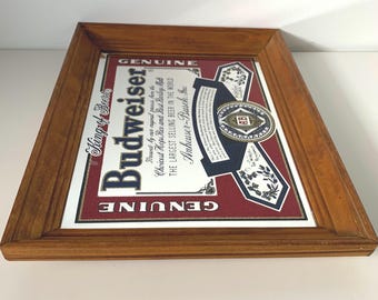 Budweiser KING OF BEERS パブミラー　ヴィンテージ　鏡 Vintage Wood Framed Glitter/sparkle Budweiser King of Beers Mirror
