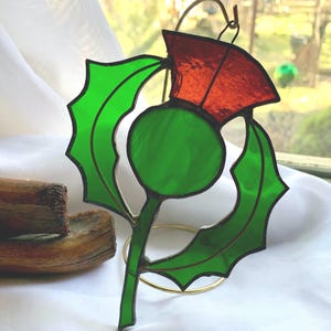 Vintage Stained Glass Thistle Window Sun-catcher