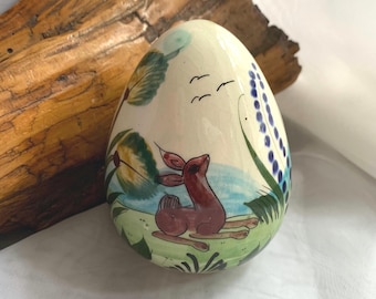 Vintage Hand Painted Tonala Pottery Decorative Egg - Mexico