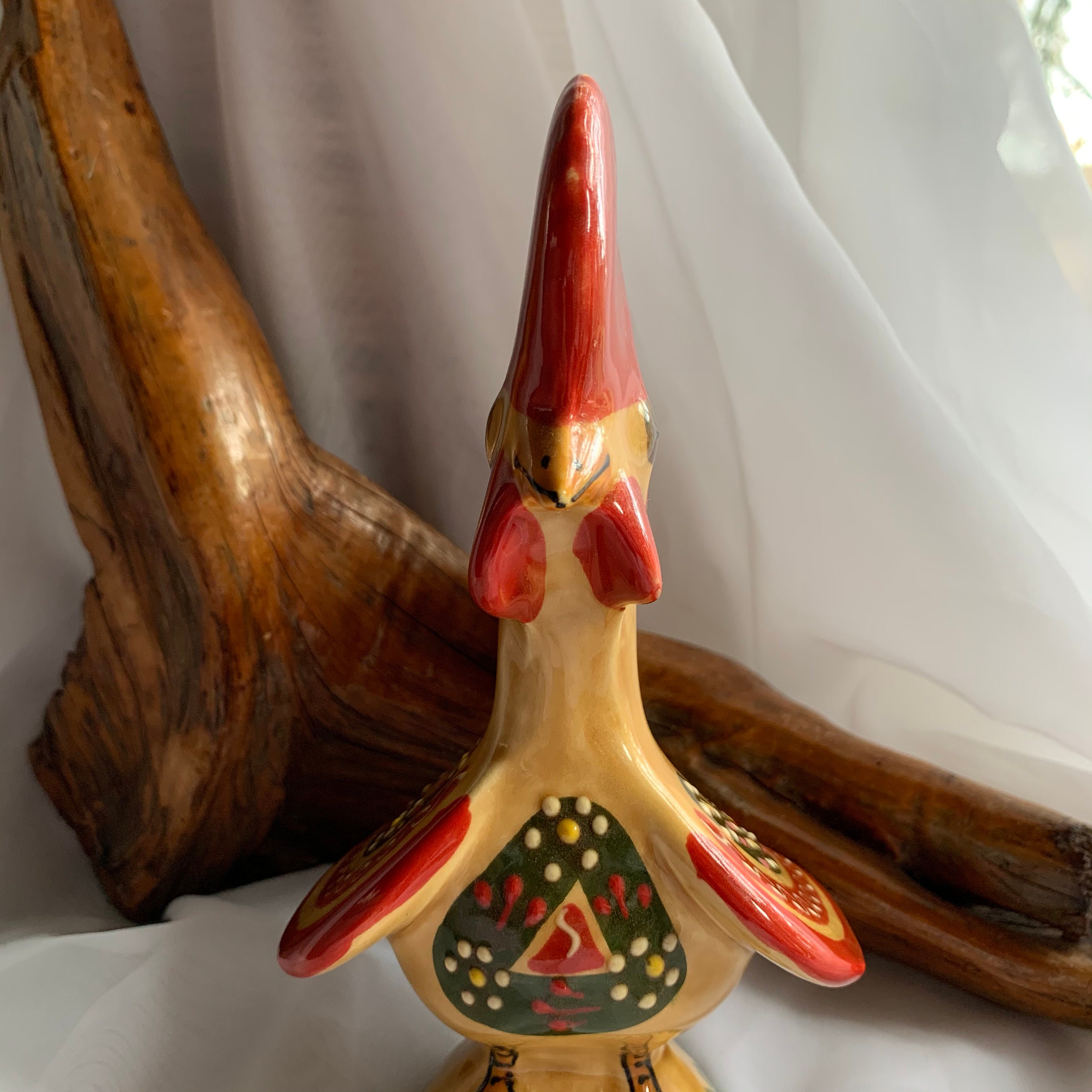 Vintage Hand Painted Folk Art Ceramic Pottery Rooster Figurine - Mexico ...