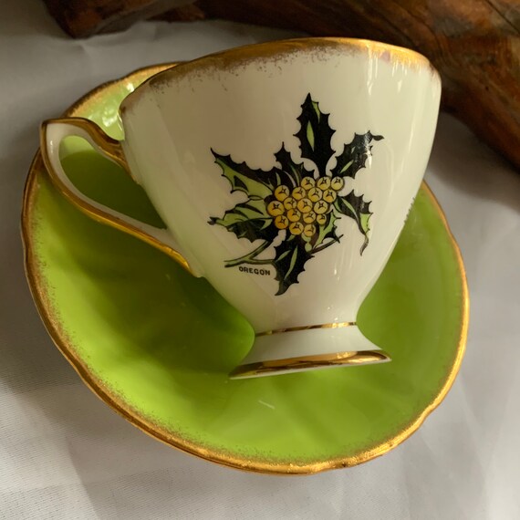 Vintage American State Flower Series Fine Bone China Teacup