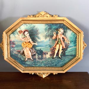 Vintage Empire Italy/Italian 3D Plastic Victorian Romantic Couple Wall Plaque