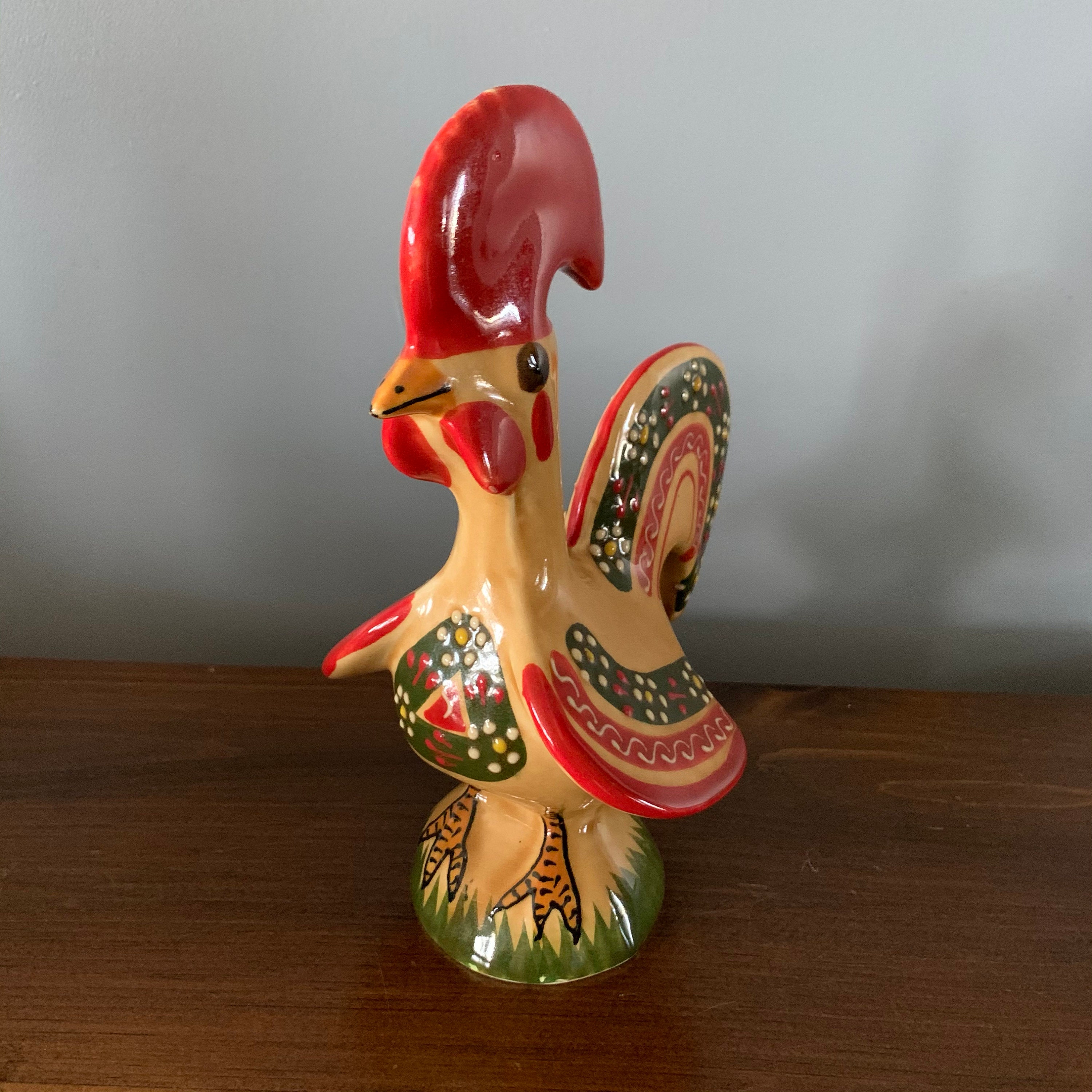 Vintage Hand Painted Folk Art Ceramic Pottery Rooster Figurine - Mexico ...