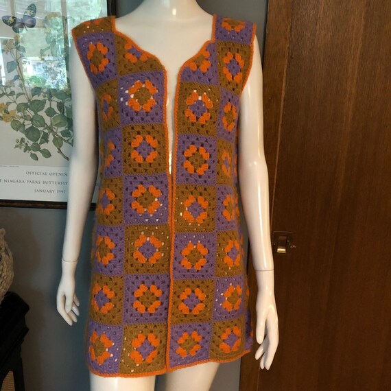 Vintage Hand Crocheted Granny Square/Patchwork Lon