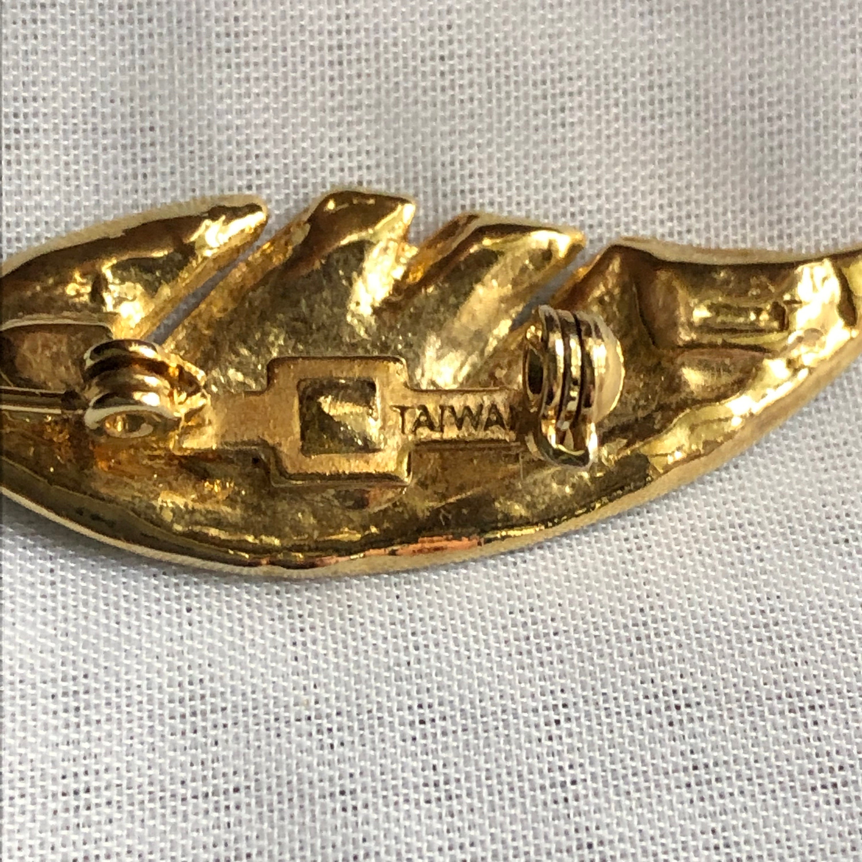 Taiwan Vintage Gold Tone Enamel Feather BroochPin