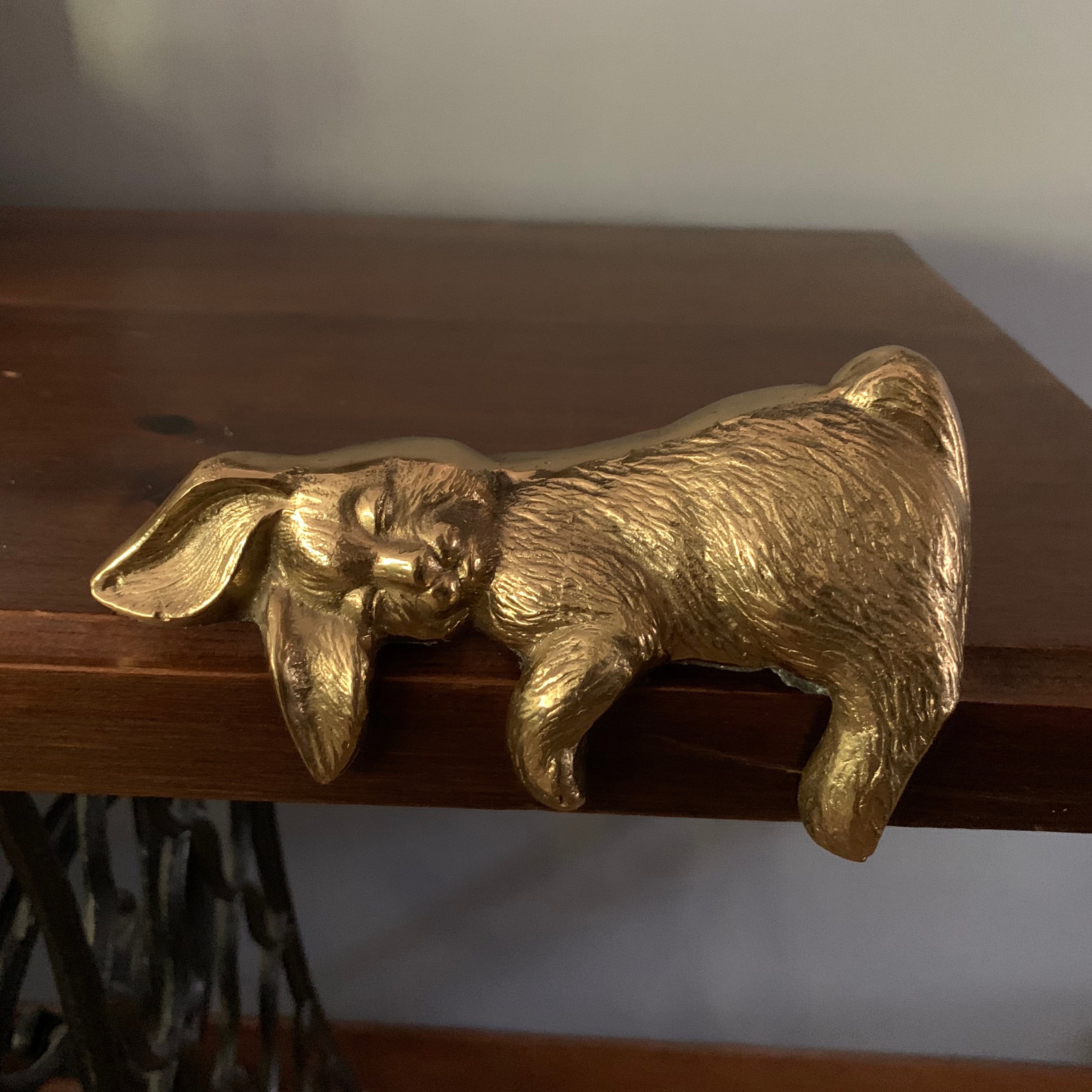 Vintage Solid Brass Sleeping Bunny Rabbit Mantle/shelf Sitter